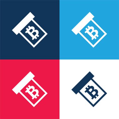 Bitcoin Sembol mavi ve kırmızı dört renk simgesini en aza indir