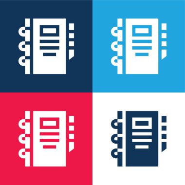 Agenda blue and red four color minimal icon set clipart
