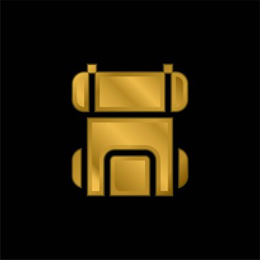 Sırt çantası altın kaplamalı metalik simge veya logo vektörü