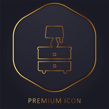 Bedside Table golden line premium logo or icon clipart