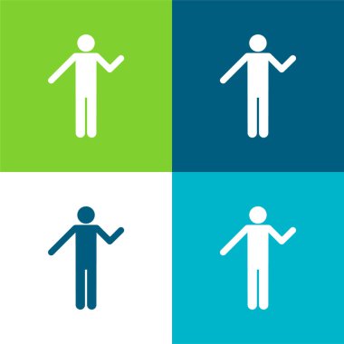 Temel Silüet Düz Düz 4 renk simgesi seti