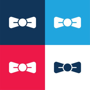 Baş mavi ve kırmızı dört renk minimal simge kümesi