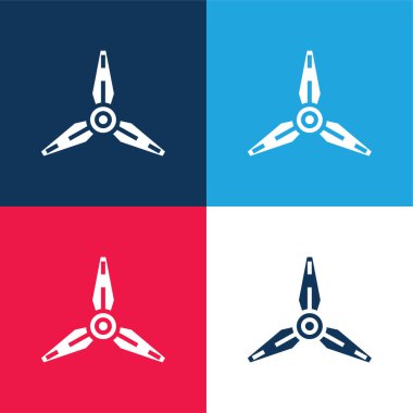 Blades blue and red four color minimal icon set clipart
