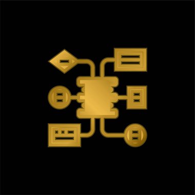 Algoritma altın kaplama metalik simge veya logo vektörü