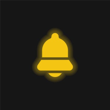Bell yellow glowing neon icon clipart