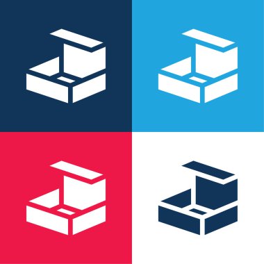 Kutu mavi ve kırmızı dört renk minimal simge kümesi