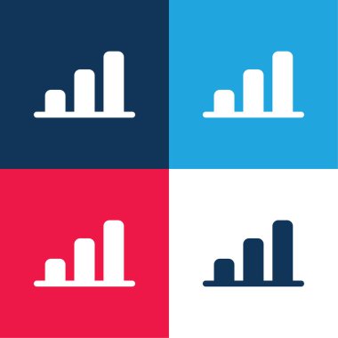 Analitik mavi ve kırmızı dört renk minimal simge kümesi