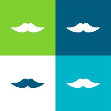Büyük Bıyık Düz 4 renk simgesi seti