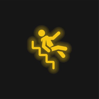 Kaza sarı parlak neon simgesi