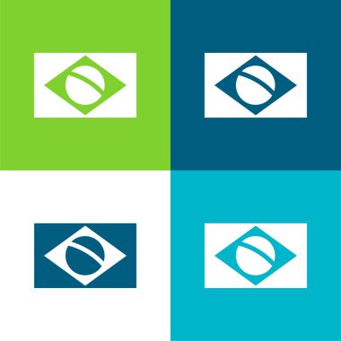 Brezilya Bayrağı Düz 4 renk en az simge seti