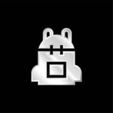 Sırt çantasında gümüş kaplama metalik simge