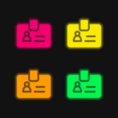 Badge four color glowing neon vector icon clipart