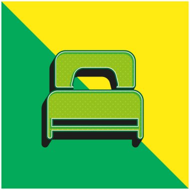 Yatak Yeşil ve Sarı Modern 3D vektör simgesi logosu
