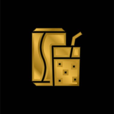 Beverage gold plated metalic icon or logo vector clipart