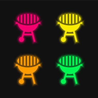 Bbq dört renk parlayan neon vektör simgesi