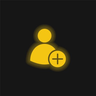 Add User yellow glowing neon icon clipart