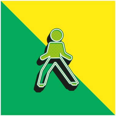 Boy In Defense Position Green and yellow modern 3d vector icon logo clipart