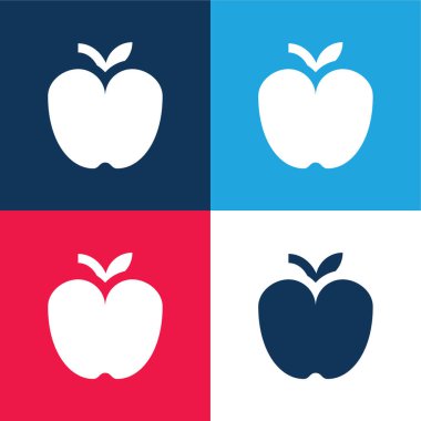 Elma mavisi ve kırmızı dört renk minimal simge kümesi