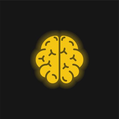 Beyin sarısı parlak neon simgesi