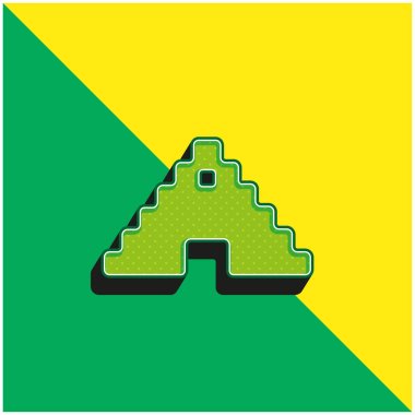Aztek Piramidi Yeşil ve Sarı 3D vektör simgesi logosu
