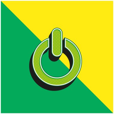 Big Power Button Green and yellow modern 3d vector icon logo clipart