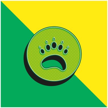 Bear Paw Circule Green and yellow modern 3d vector icon logo clipart