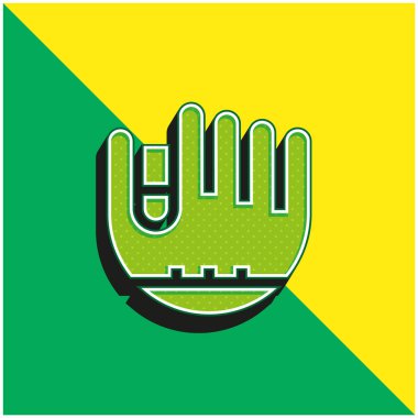 Beyzbol Eldiveni Yeşil ve Sarı 3D vektör simgesi