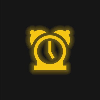 Alarm Saati sarı parlayan neon simgesi