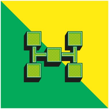 Beş Karenin Blokları Yeşil ve Sarı 3D modern vektör simgesi logosu