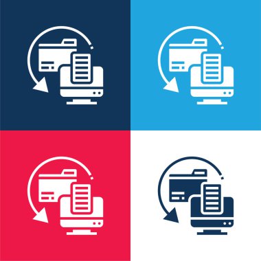 Backup Copy blue and red four color minimal icon set clipart