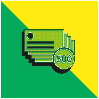 500 Business Cards Copies Green and yellow modern 3d vector icon logo clipart