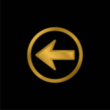 Back Navigational Arrow Button Pointing To Left gold plated metalic icon or logo vector clipart