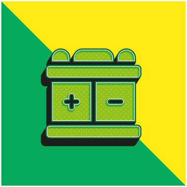 Pil Yeşil ve Sarı modern 3D vektör simgesi logosu