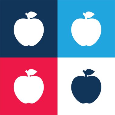 Apple blue and red four color minimal icon set clipart