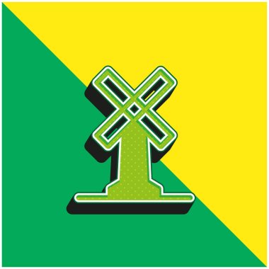 Big Windmill Green and yellow modern 3d vector icon logo clipart