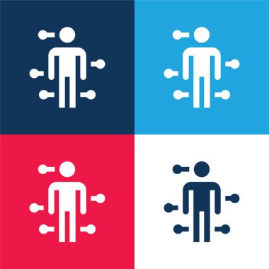 Akupunktur mavi ve kırmızı dört renk en küçük simge kümesi