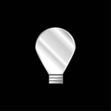Big Light Bulb silver plated metallic icon clipart