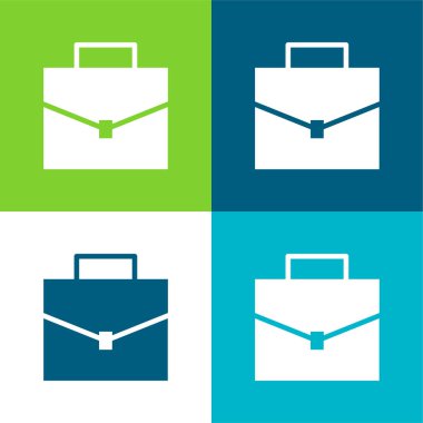 Evrak çantası Düz 4 renk minimal simgesi seti