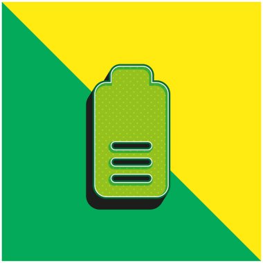 Pil Yeşil ve Sarı modern 3D vektör simgesi logosu