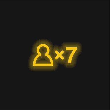 7 Kişi Sembolü Sarı Parlayan neon simgesi
