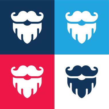 Sakal mavi ve kırmızı dört renk minimal simge kümesi