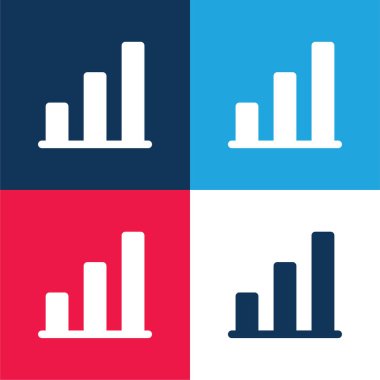 Analitik mavi ve kırmızı dört renk minimal simge kümesi