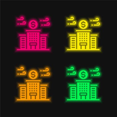 Dört renk parlayan neon vektör simgesini kaydet