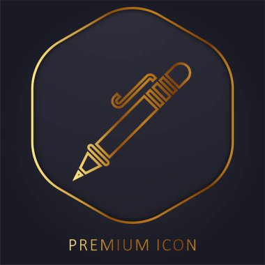 Ballpoint Pen golden line premium logo or icon clipart