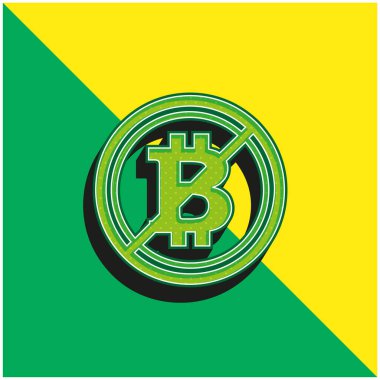 Bitcoin Not Accepted Symbol With A Slash Green and yellow modern 3d vector icon logo clipart