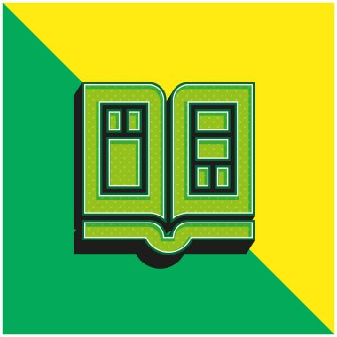 Kitap Yeşil ve Sarı Modern 3D vektör simgesi logosu