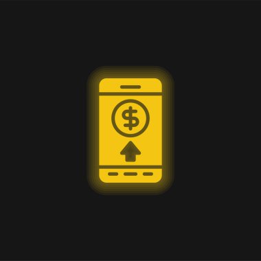 Banka Aktarım sarı parlayan neon simgesi