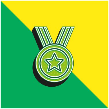 Ödül Yeşil ve Sarı Modern 3D vektör simgesi logosu