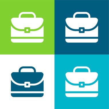 Evrak çantası Düz 4 renk minimal simgesi seti