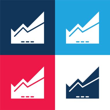 Area Chart blue and red four color minimal icon set clipart